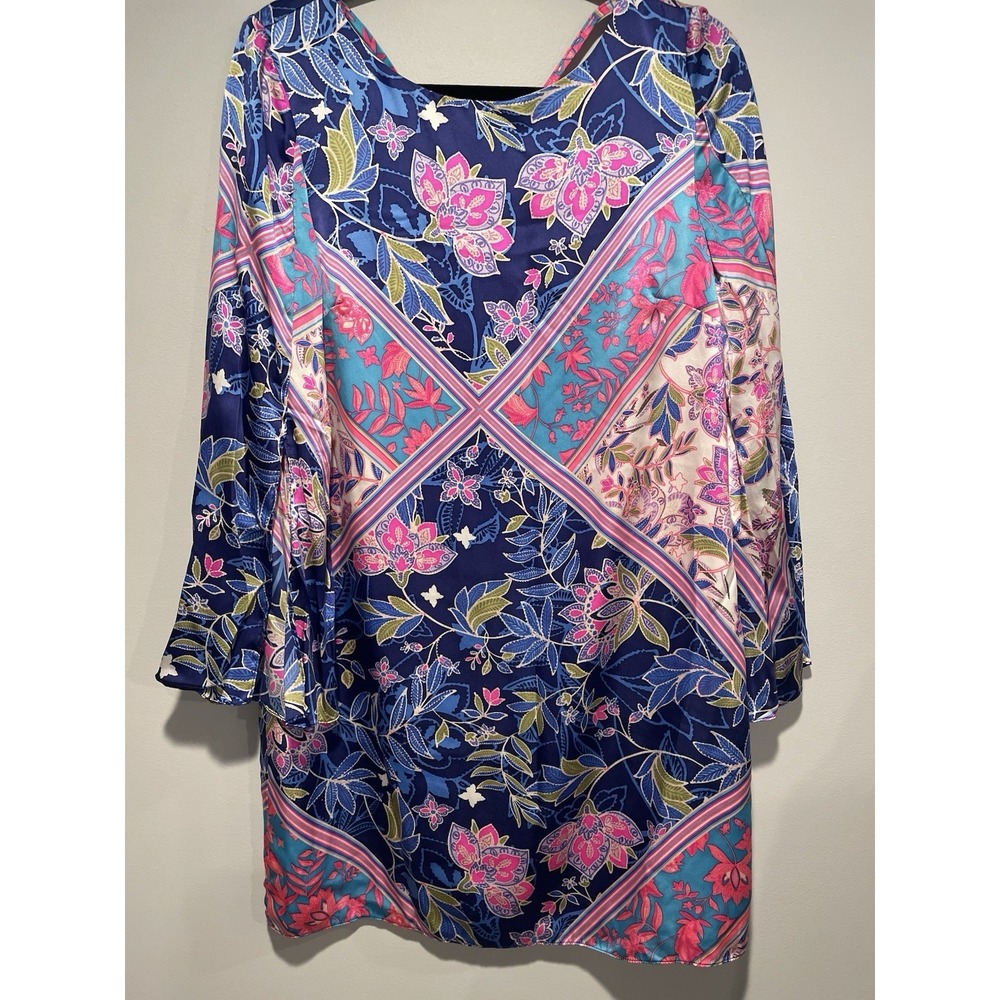 ALICE AND TRIXIE Dress Medium Micah Silk Floral Print Long Sleeve Flowy Bright